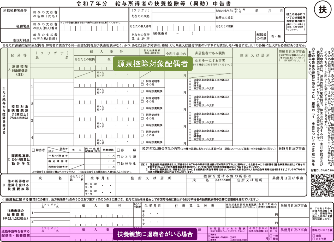 R7扶養控除申告書(配偶者の収入)