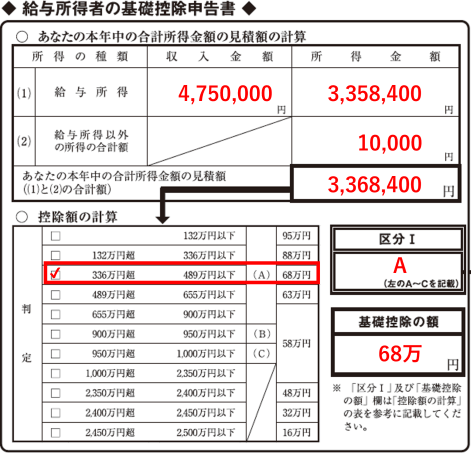 基礎控除申告書 令和7年分