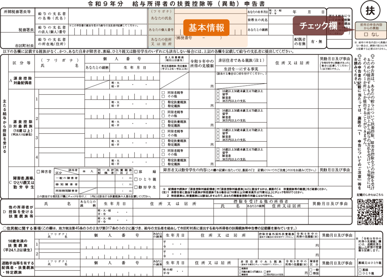扶養控除等申告書 令和9年分